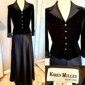 Karen Miller Formal Velvet & Satin Black evening gown Maxi 4 Old Money Dress
